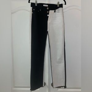 Black and White Split Jeans